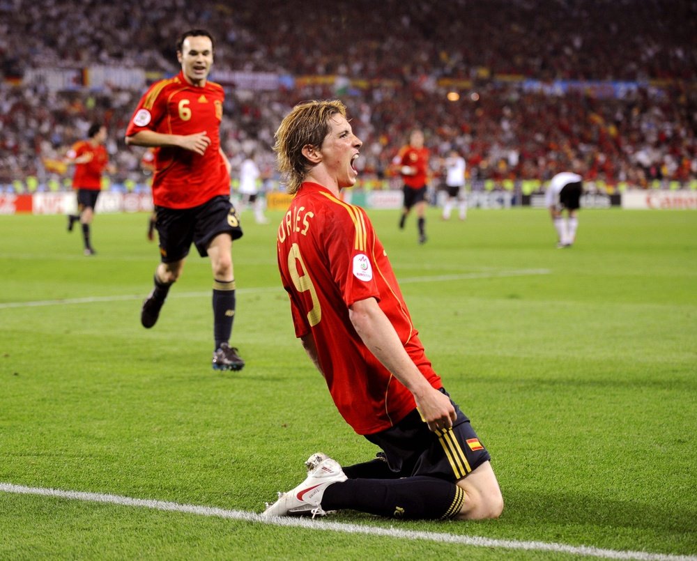 Fernando Torres celebra el gol de la final de la Eurocopa 2008.