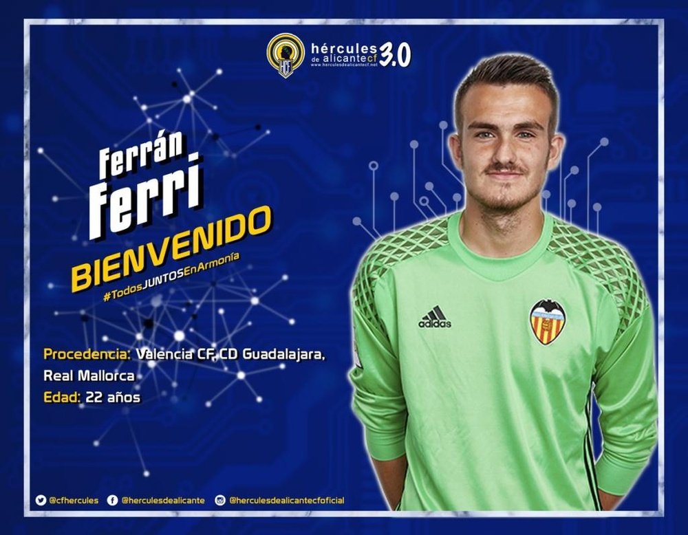 Ferrán Ferri fichó por el Hércules. Twitter/CFHércules
