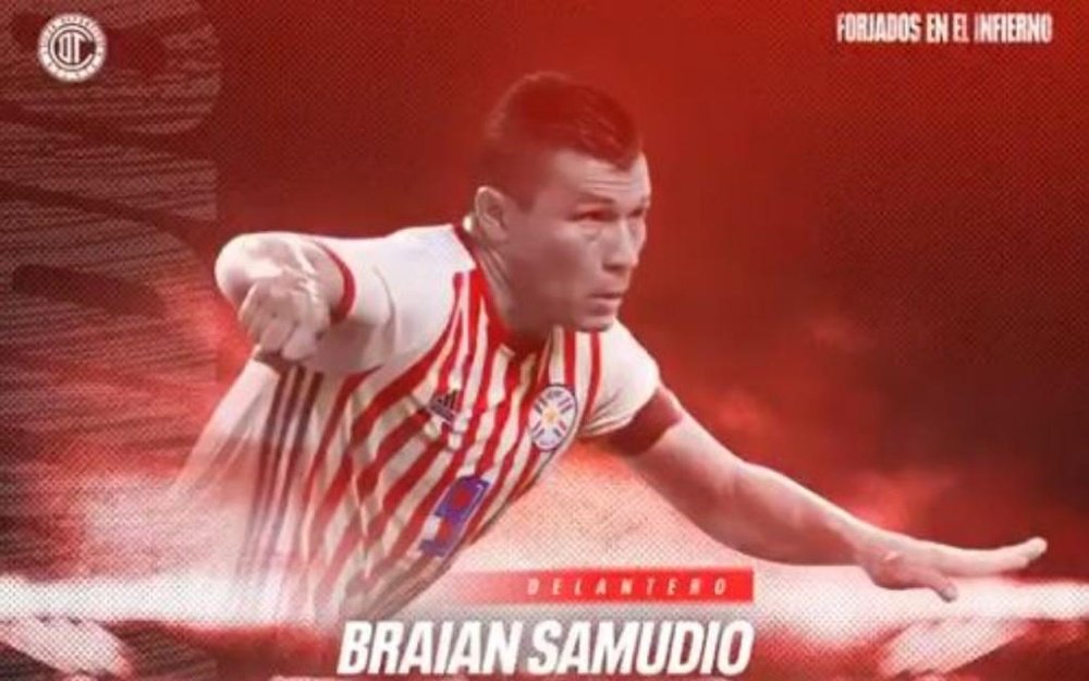 Braian Samudio, nuevo jugador de Toluca. Twitter/TolucaFC
