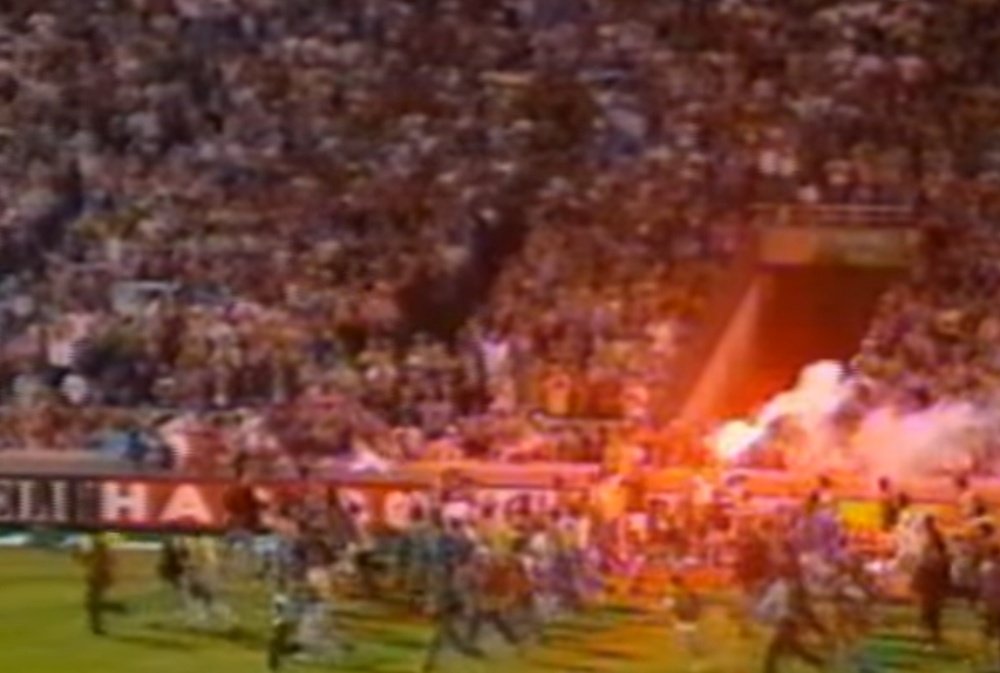 Final del partido entre OM y PSG en 1993. Captura/Canal+
