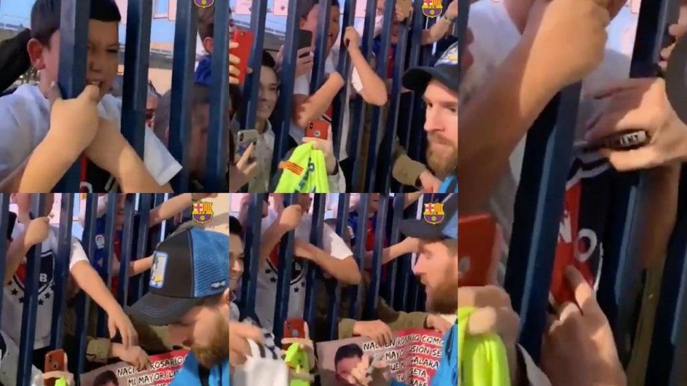 Messi hizo felices a los niños. Captura/Twitter/FCBarcelona_es