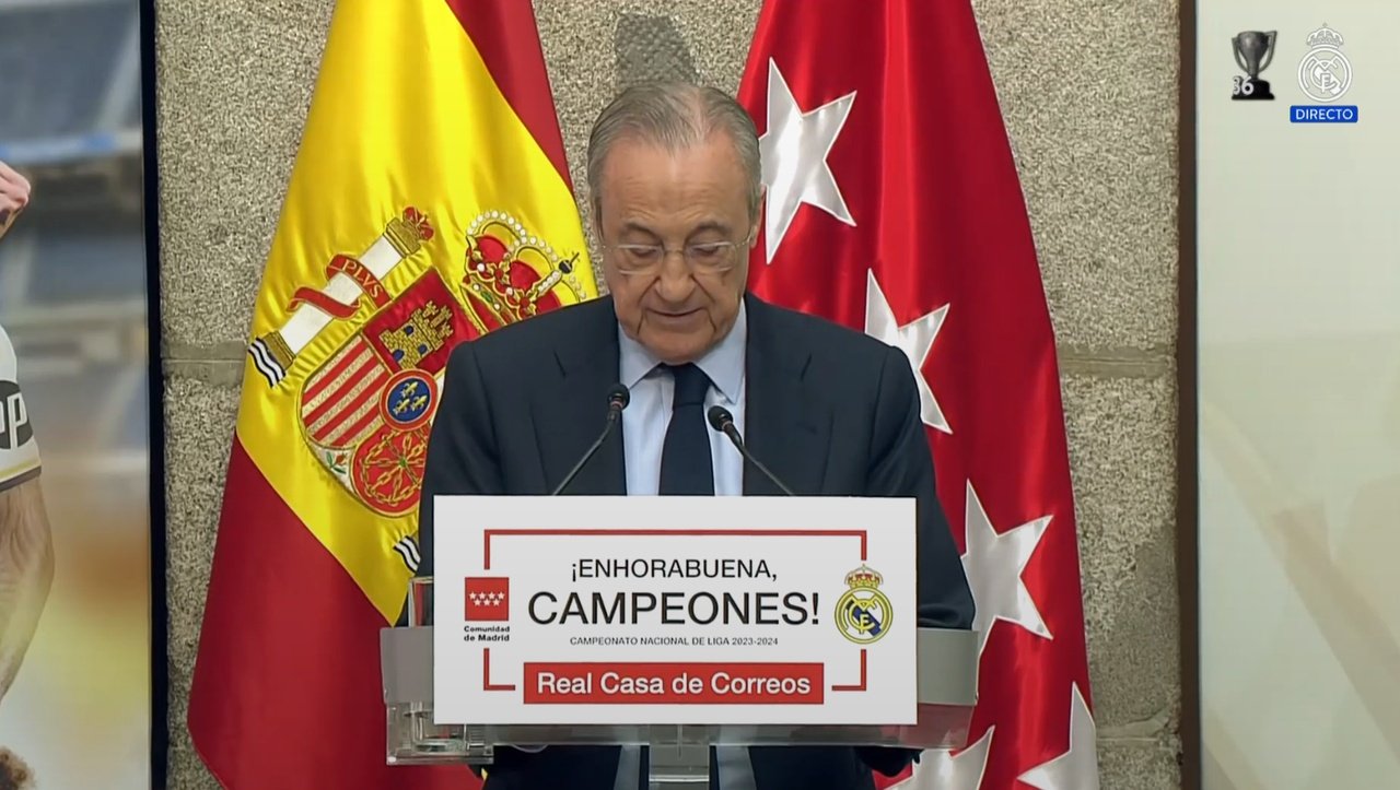 Florentino Perez wanted to highlight the value of Madrid's La Liga campaign. Screenshot/RealMadridTV