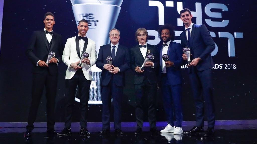 Muchos fueron los jugadores del Madrid premiados durante la gala. Twitter/RealMadrid