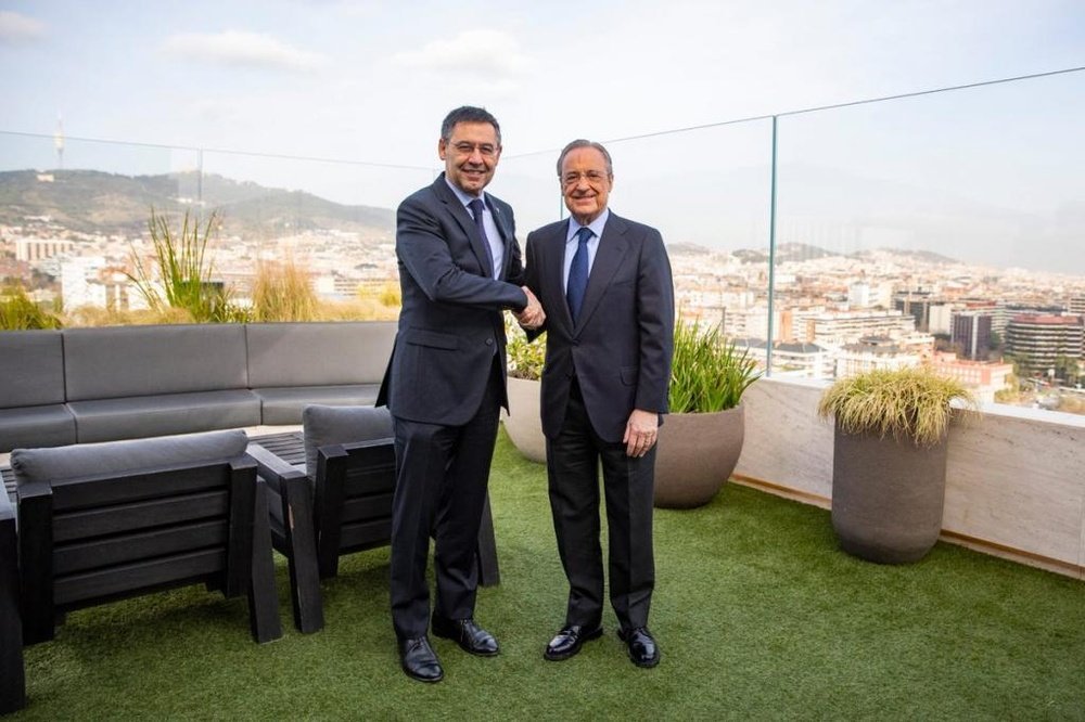 El 'fair play' de Bartomeu y Florentino Pérez antes del 'Clásico'. Twitter/FCBarcelona_es