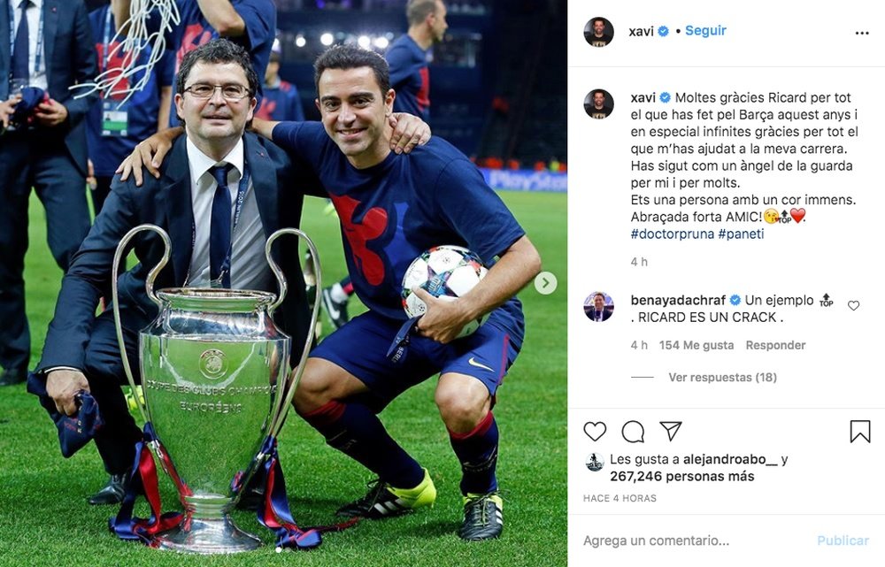 Xavi despidió a Ricard Pruna hace tiempo y ahora lo recupera para el Barça. Instagram/Xavi