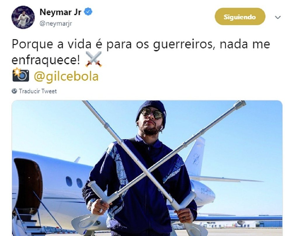 Neymar transmite força nas redes sociais. Twitter/NeymarJr