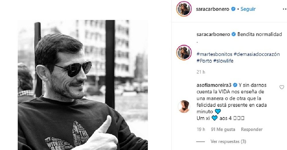 Casillas regressa pouco a pouco à normalidade. Instagram/SaraCarbonero