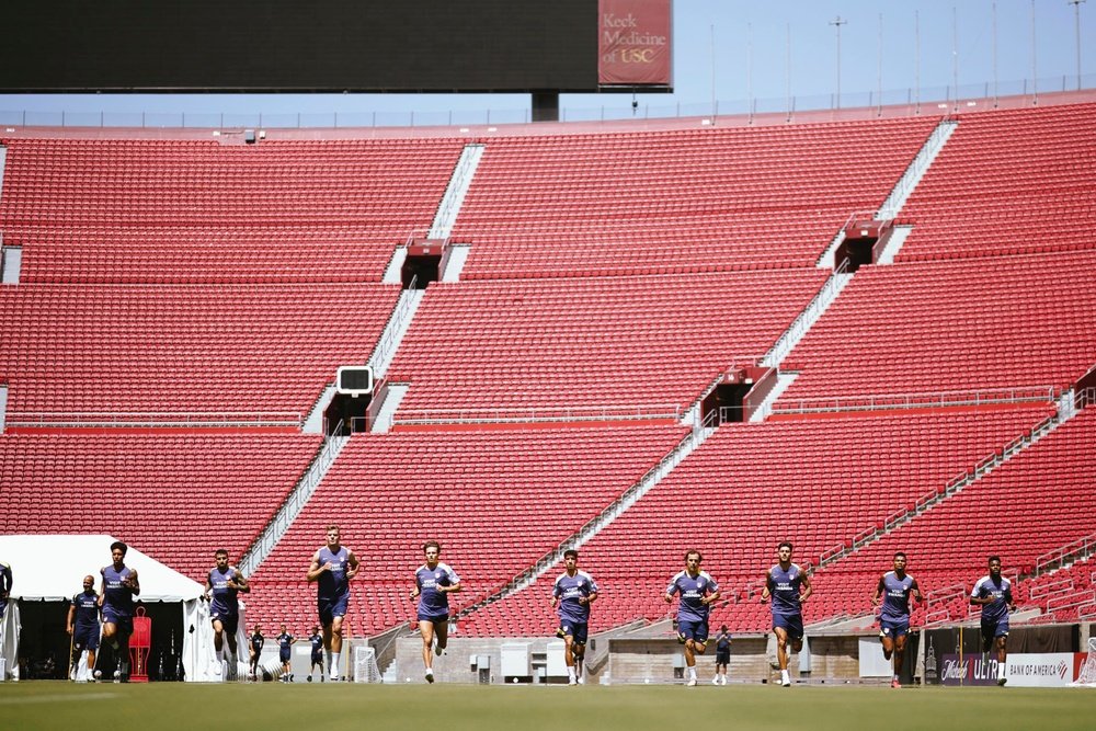 El Atleti se prepara para el decisivo partido ante Seattle. EFE