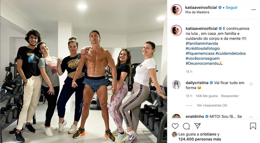 Cristiano Ronaldo mostra força contra o coronavírus. Instagram/katiaaveirooficial