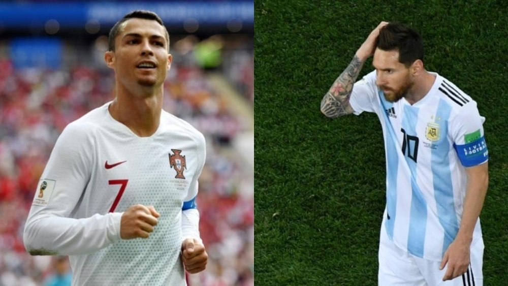 Cristiano y Messi, dos realidades distintas. EFE/AFP