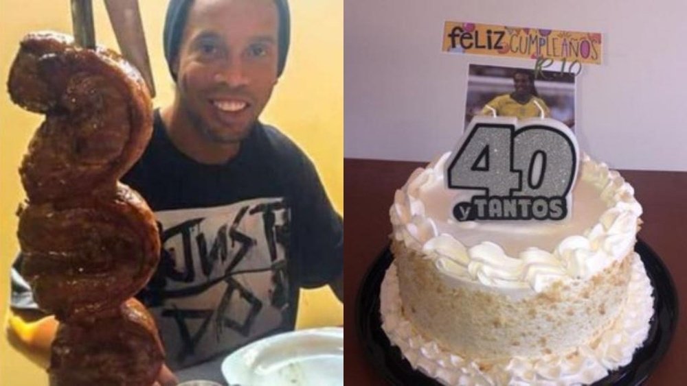 Ronaldinho teve presentes especiais no aniversário comemorado na prisão. Twitter/metroadelantado