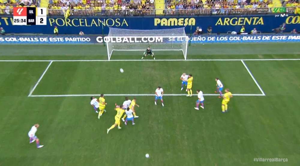 Villarreal pulled off a first half comeback against Barcelona. Screenshot/Movistar+