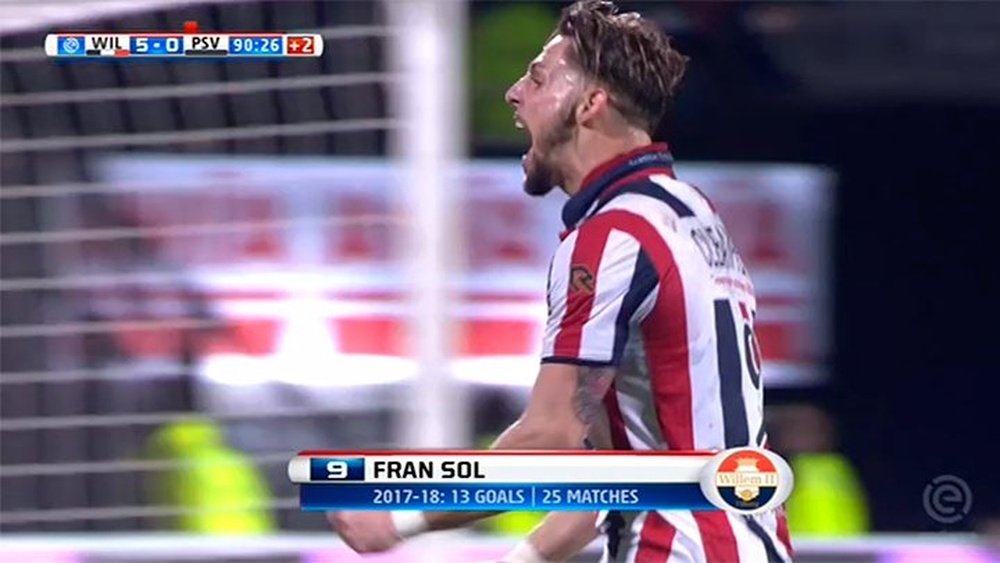 Fran Sol marcó un 'hat trick' ante el PSV. Captura