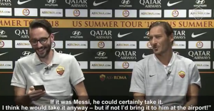 'If Messi comes to Roma, I'll greet him at the airport with the no. 10 shirt'