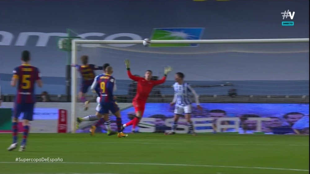 Frenkie de Jong gave Barca the lead v Real Sociedad. Screenshot/Vamos
