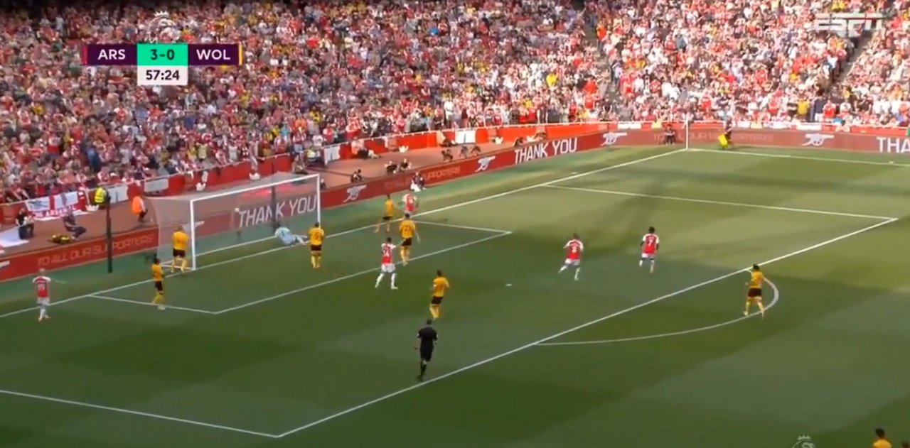 Gabriel Jesus makes it four. Screenshot/ESPN