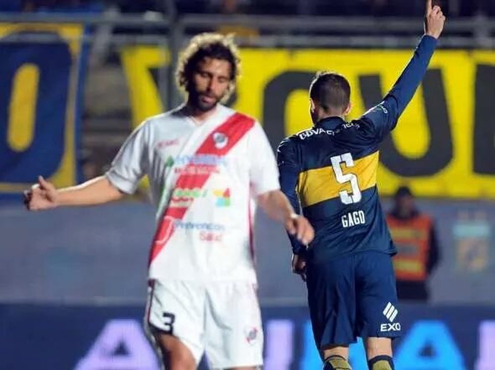 Gago celebra un gol con la camiseta de Boca Juniors. Twitter