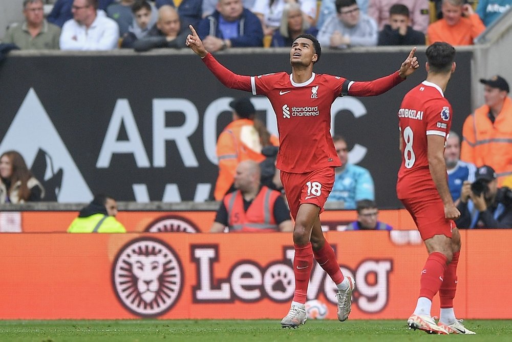 Gakpo scored the equaliser for Liverpool at the Molineux Stadium. EFE