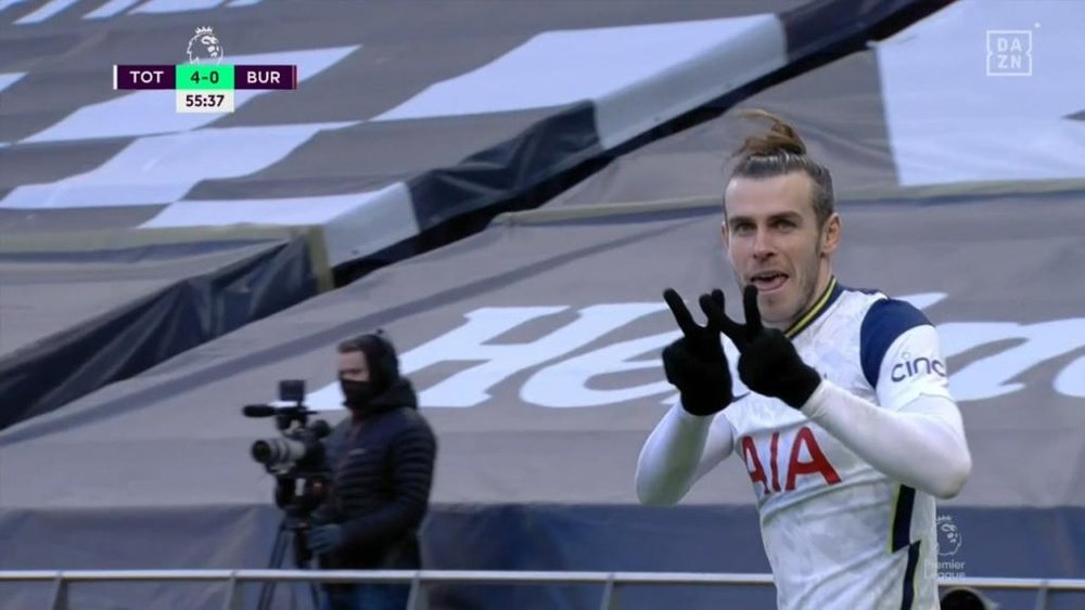 Bale, desatado: doblete y cuarto gol en tres partidos. Captura/DAZN