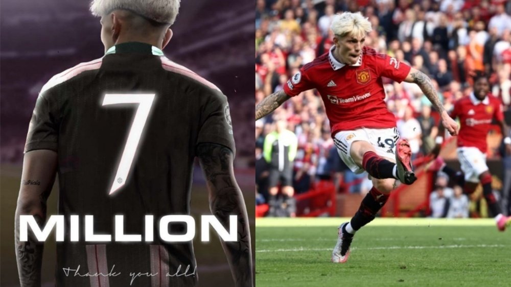 Garnacho reached seven million followers on Instagram. garnacho7/AFP