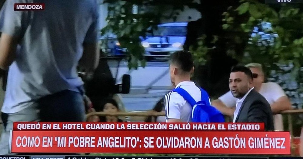 Gastón Giménez tuvo que coger un coche para ir al estadio. Captura/ESPN