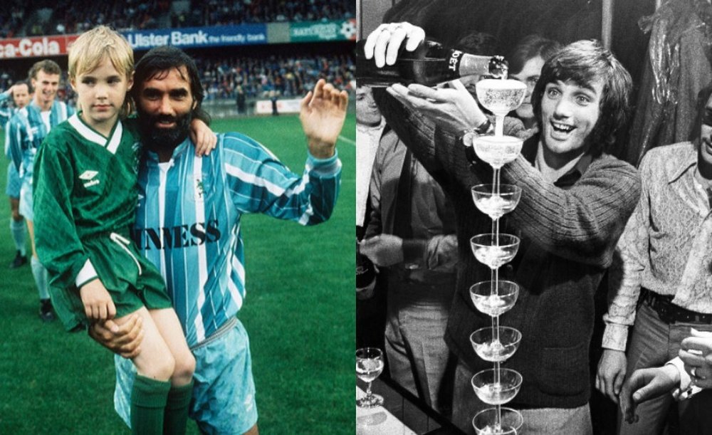 George Best, en su partido de homenaje y en una de sus muchas fiestas. Varios