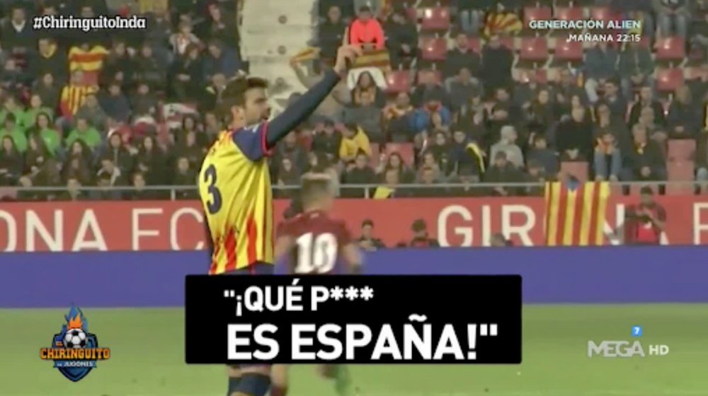 Piqué mandó a callar los gritos contra España. Captura/ElChiringuitoTV
