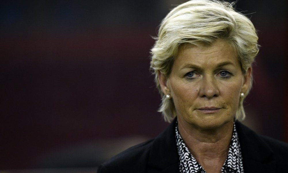 Germany coach Silvia Neid looks on during the quarter-final football match between Germany and France during their 2015 FIFA Women World Cup at the Olympic Stadium in Montreal on June 26, 2015