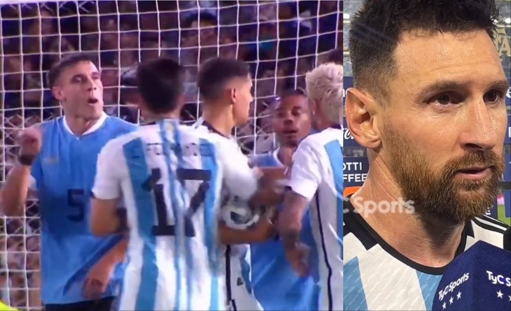 La regañina de Messi a Ugarte. Capturas/TyCSports