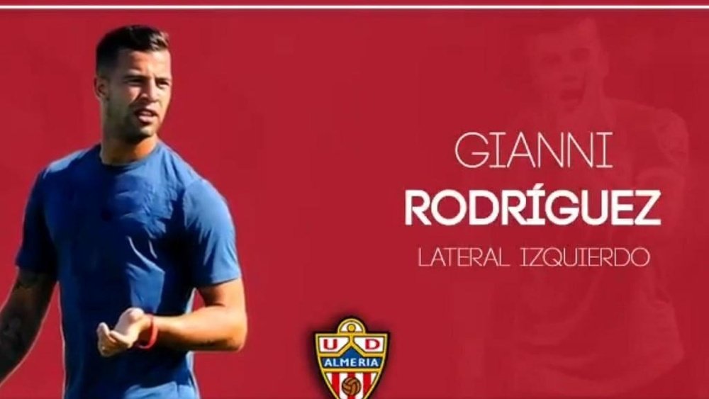 Rodríguez ya es parte del Almería. Twitter/U_D_Almeria