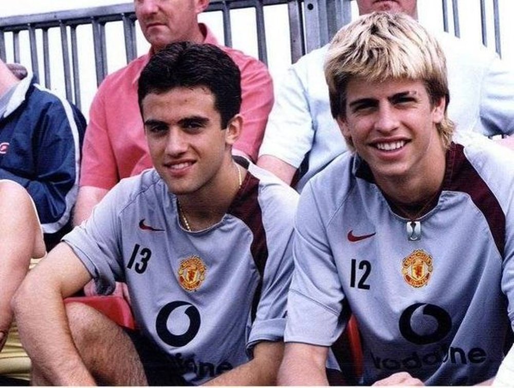Giuseppe Rossi y Gerard Piqué, cuando ambos jugaban en el Manchester United. Twitter