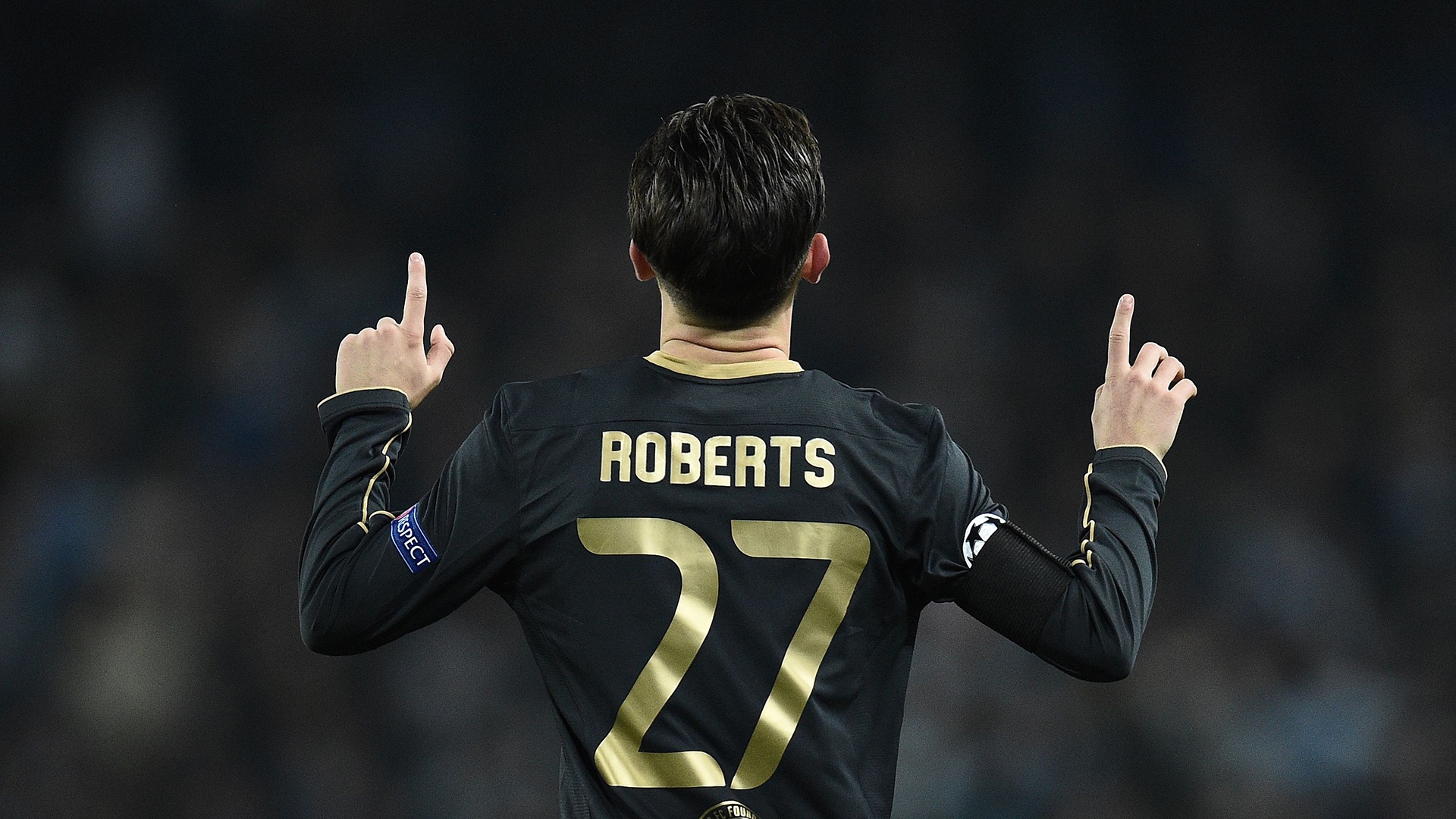 Patrick Roberts celebrates scoring against City. Goal