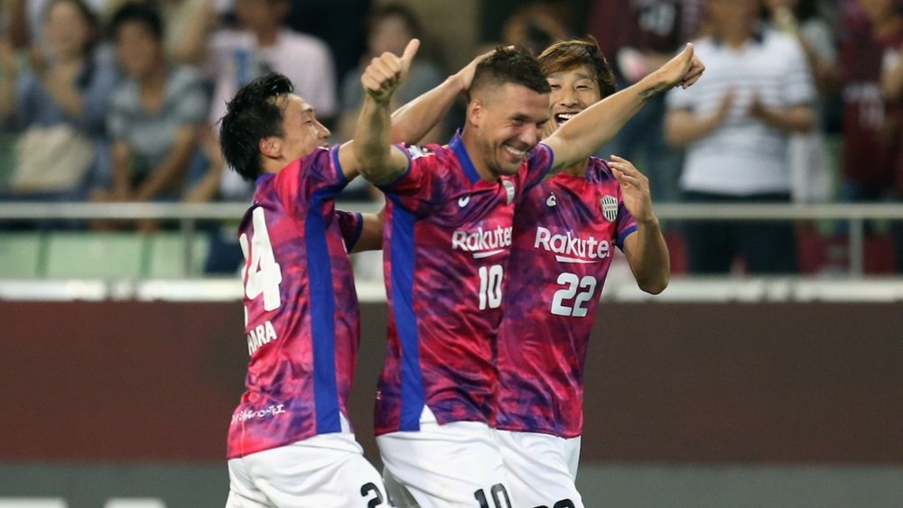 Lukas Podolski commence très bien au Japon. AFP