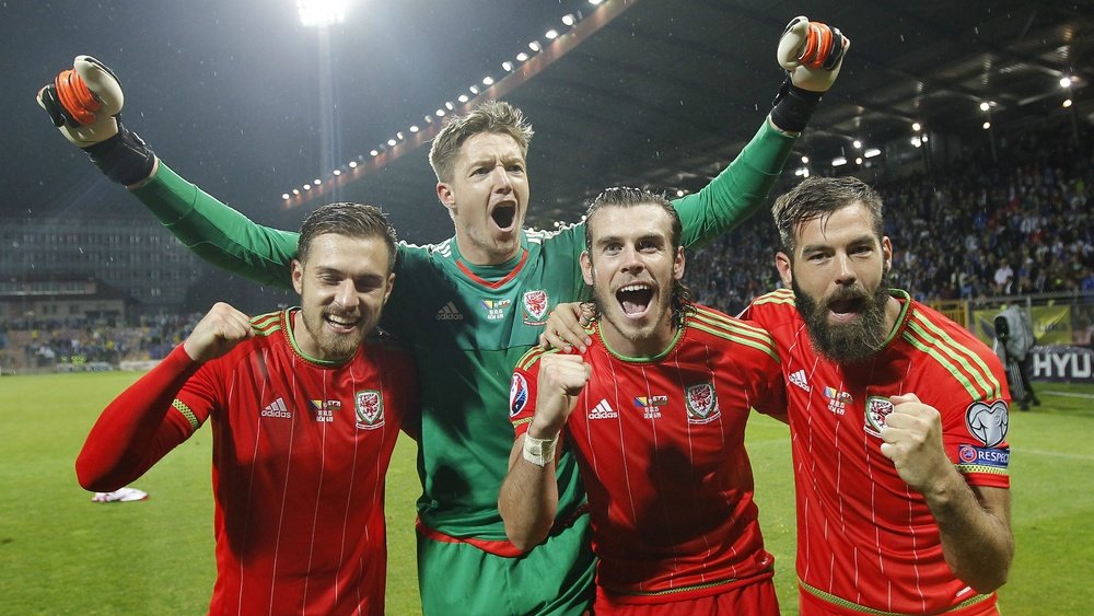 les joueurs de la sélection du Pays de Galles, Ramsey, Hennessey, Bale et Ledley. AFP