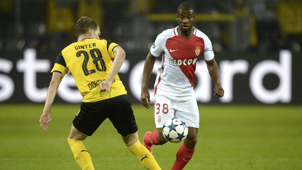 Almamy Touré, lors du match de Ligue des champions entre Monaco et Dortmund. AFP