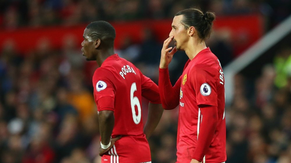 Zlatan Ibrahimovic and Paul Pobga in action for Manchester United. Goal