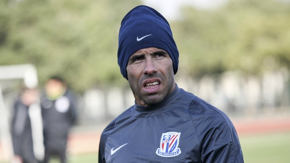 Carlos Tevez during a training session with his new club. Goal