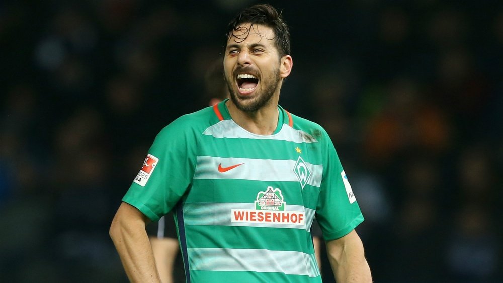 Claudio Pizarro, lors d'un match de Bundesliga avec le Werder Brême. AFP