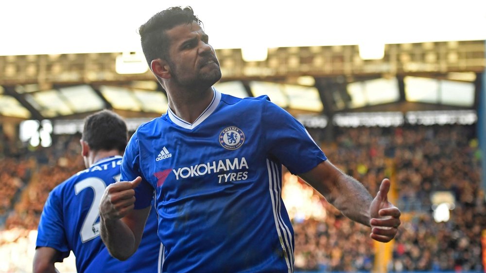 Costa celebrates scoring against West Brom. Goal