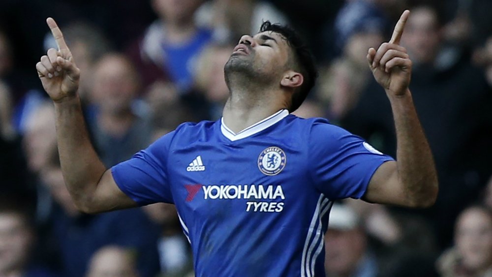 Costa celebrating a goal. Goal