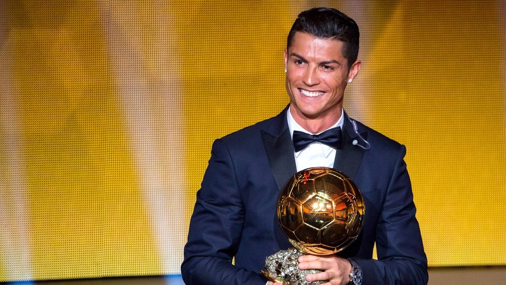 Cristiano Ronaldo poses with the Ballon d'Or in 2014. Goal