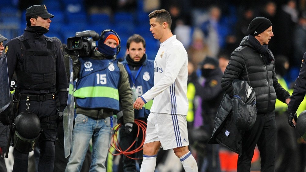 Cristiano Ronaldo walking off the pitch after a match. Goal