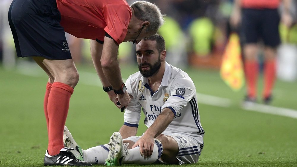 Carvajal, blessé durant le match de Ligue des champions Real Madrid-Atlético. AFP