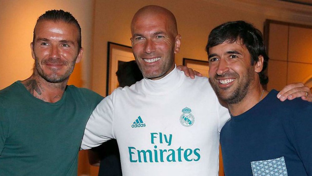 Stars past and present were keen for a picture with former 'Galactico' David Beckham. AFP