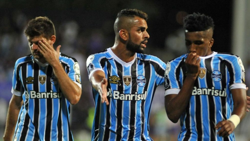 Os jogadores do Grêmio saíram insatisfeitos de Montevideu. GOAL