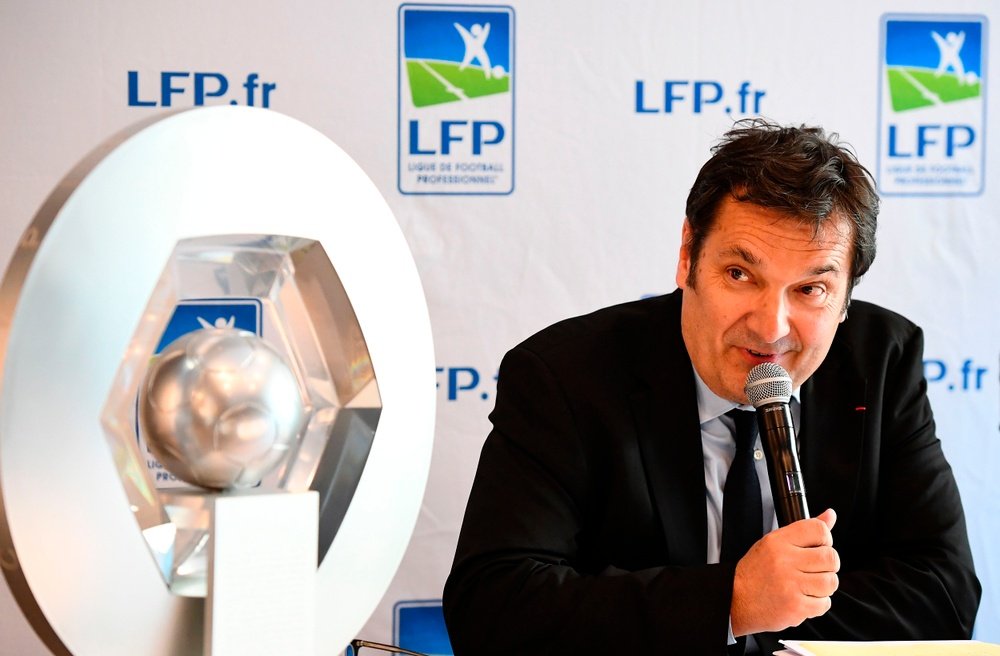 Didier Quillot, président de la LFP, en conférence de presse. AFP