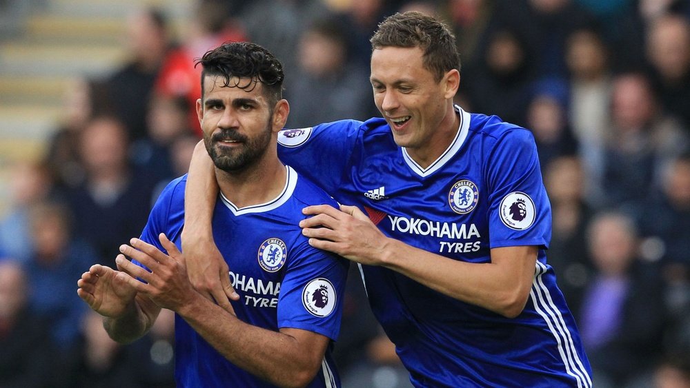 Costa (L) will miss the next match against Bournemouth. Goal