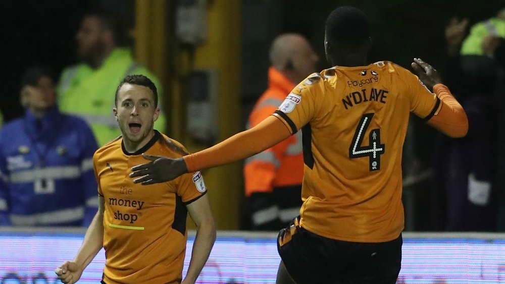 Jota scored to help send his side top of the Championship with a win over Aston Villa. AFP