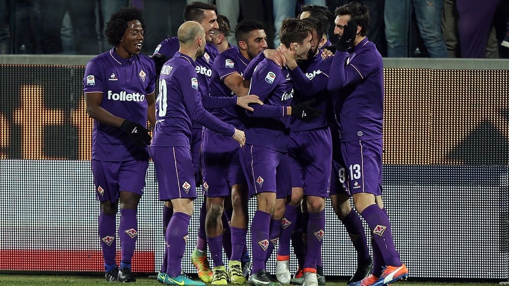 Fiorentina celebrating vs Juventus Serie A