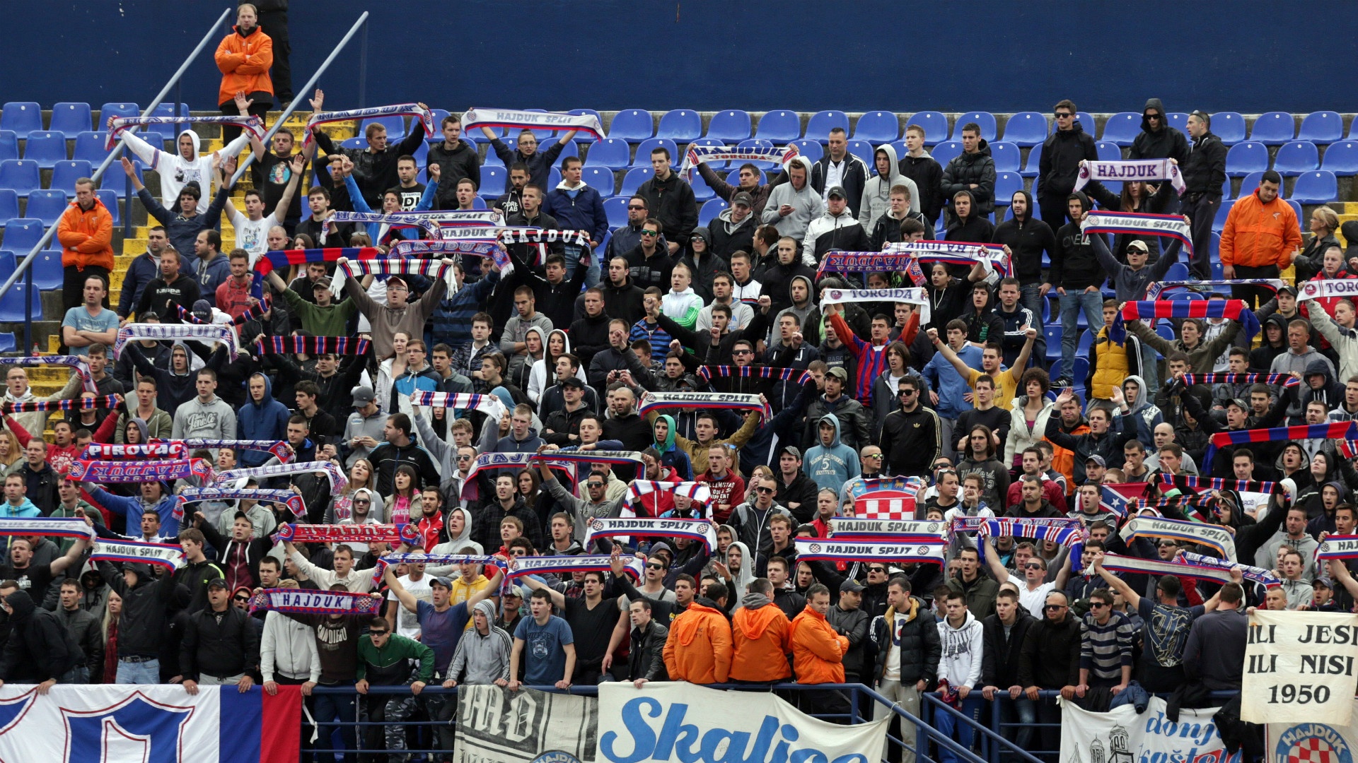 Hajduk split fans during the europa league hi-res stock